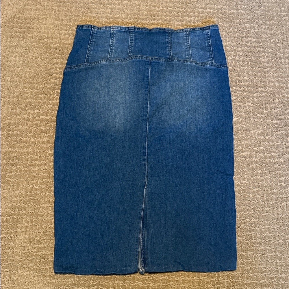 One 5 One Dark Blue Denim Pencil Skirt - Picture 2 of 3